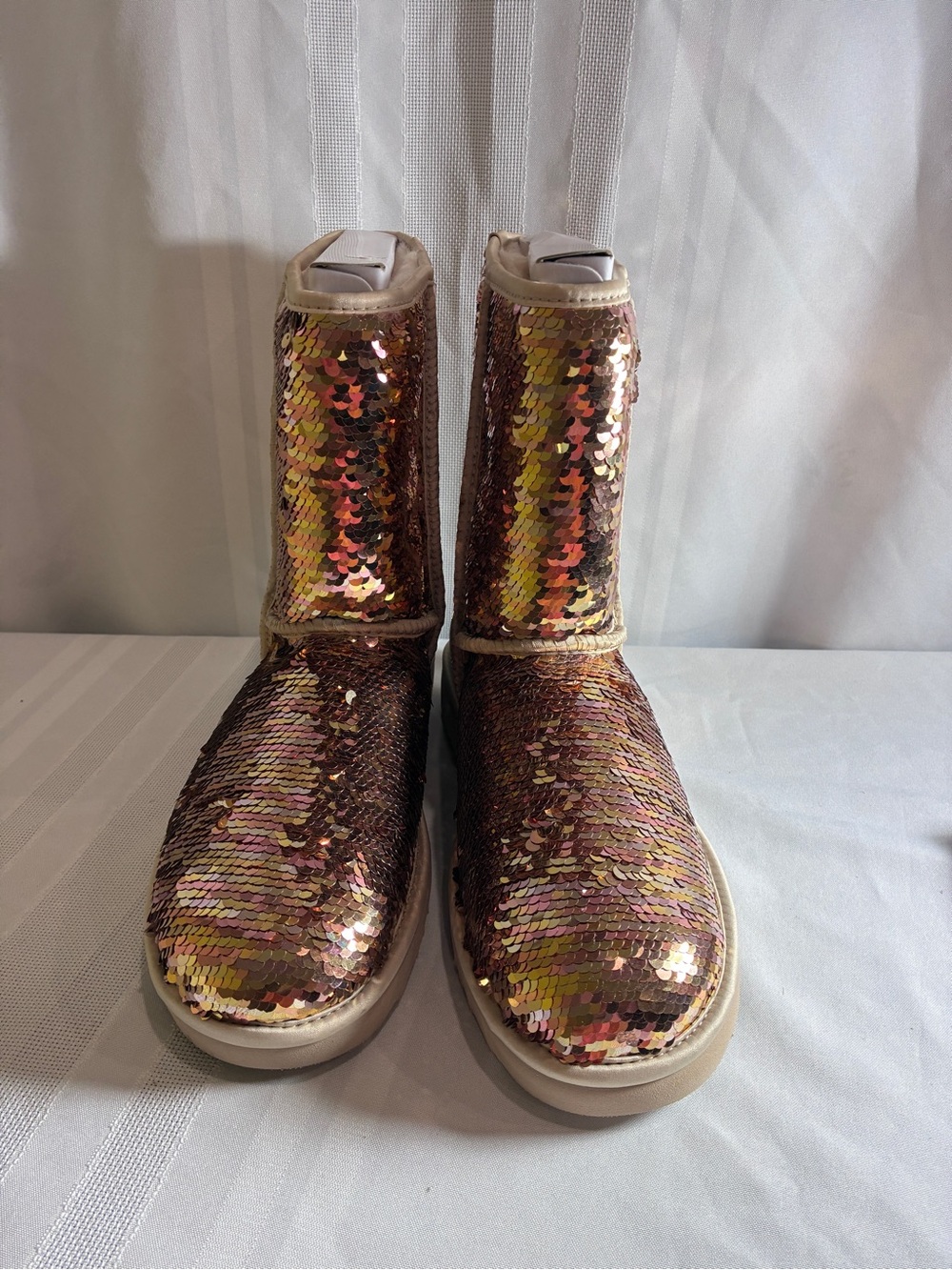 UGG Women's Sequin Mid-Calf Boots - Gold & Cream Trim
